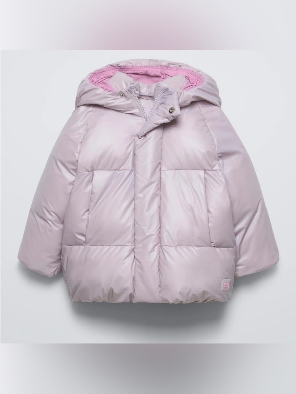 ZARA Kids Girls 6 Hooded Puffer Jacket in Light Purple and Pink